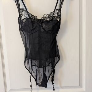 Victoria's Secret Black Sheer Lace Bodysuit